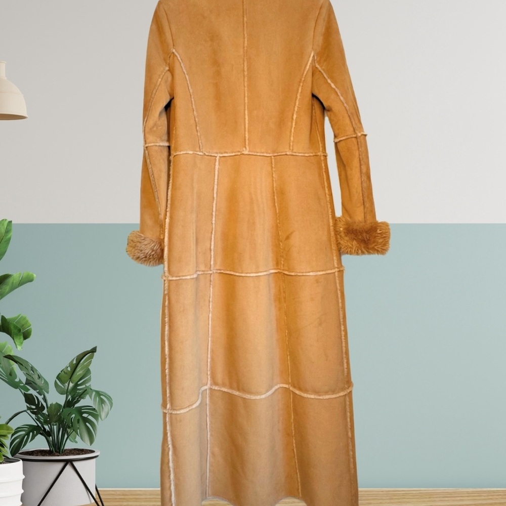 Zara Penny Lane Afghan Faux Swede and Shearling Long Coat (M) super rare! - Picture 2 of 10